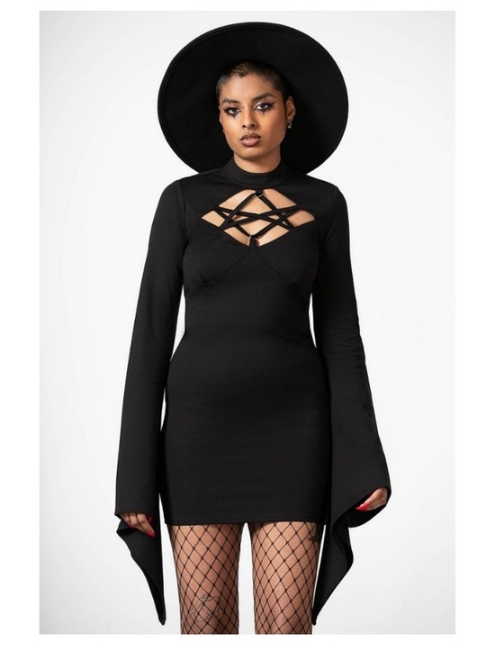 Killstar Dresses & Skirts - Killstar WITCHUAL Black Bell Sleeve Dress XXL